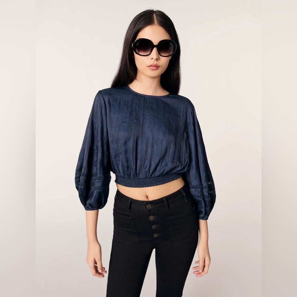 Maje Satin-look cropped top size 3